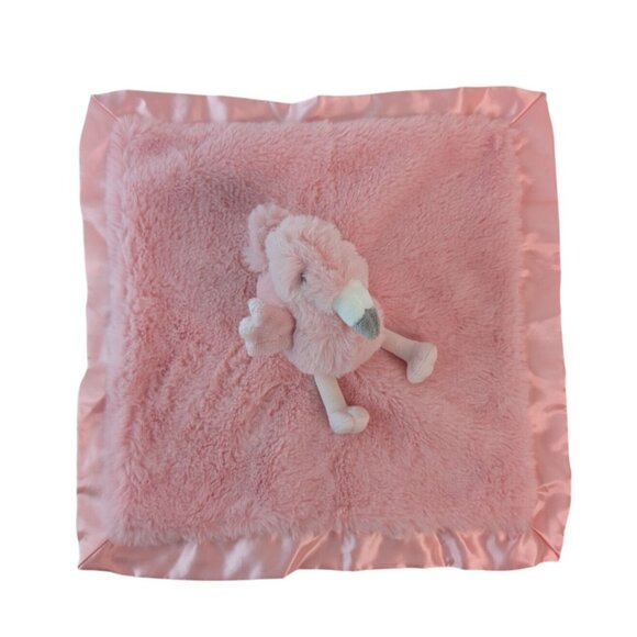 Cloud Island Pink Flamingo Lovey Baby Security Blanket Satin Trim & Back - Picture 3 of 6